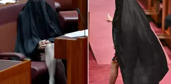 Provocative action by the Australian senator! She arrived at the Parliament in a black burqa.