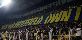 Fenerbahçe's special banner for the Galatasaray derby at the end of the match.