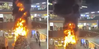 A Christmas tree caught fire in a shopping mall in China.