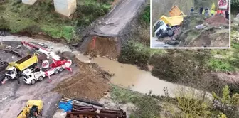 إسطنبول تشهد كارثة هطول الأمطار! الطريق انهار، والسيارات سقطت في الوادي.