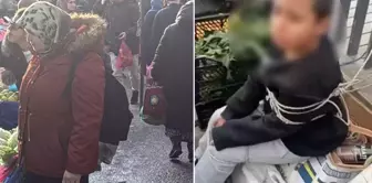 Pazarda eşofman çalan çocuğu iple bağladı: Seni anadan doğma edeceğim. 

السوق ربط الطفل الذي سرق السروال الرياضي بالحبل: سأجعلك تولد من جديد.