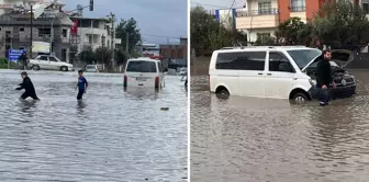 Heavy rain in Osmaniye; roads turned into lakes, vehicles stranded.