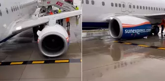 Great panic at Antalya Airport! The plane's landing gear broke, and its engine scraped the runway.