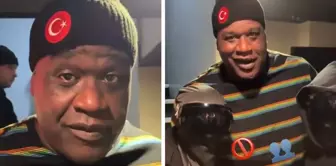 Shaquille O'Neal, who played basketball with President Erdoğan, shared a video wearing a hat with the Turkish flag.