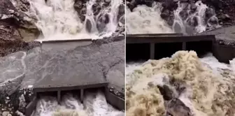 The mountain exploded and a waterfall emerged.