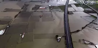 تجاوز نهر غدز؛ تم تصوير السهول التي غمرتها المياه بواسطة الطائرة بدون طيار.