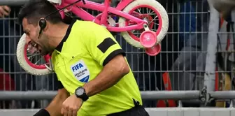 Images have emerged! A scooter was thrown at the referee from the stands, those moments were captured on camera.