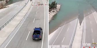 One of the busiest roads in Turkey! After a certain point, the sea begins.