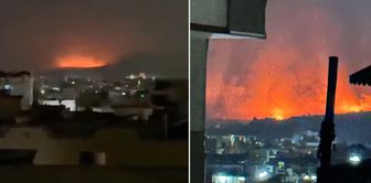 Numerous large explosions at midnight in the capital of the country.