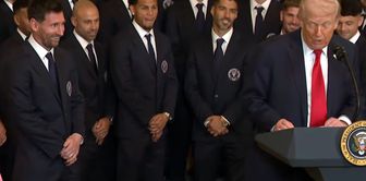 Trump explained how he slaughtered Iran next to Messi.
