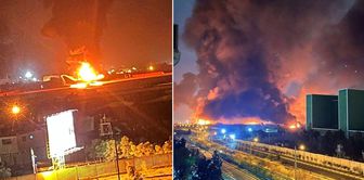 The international airport was hit, and the planes caught fire like this.