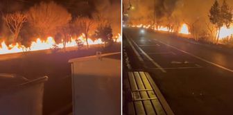 The oil depot was hit, and the leaking fuel burned along the highway.