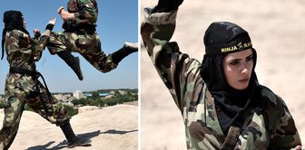 Female ninjas are waiting for Israeli soldiers.