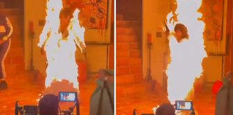 Katy Perry was engulfed in flames during the music video shoot.