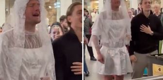 Joe Worral, wearing a wedding dress, lashed out at his critics.