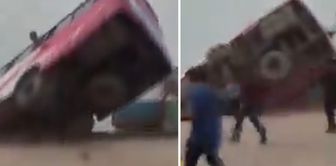 A passenger bus trying to board a ferry in Bangladesh fell into a river: 2 dead.