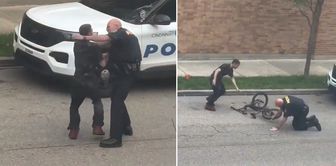 He struggled with the police and escaped the scene with his bicycle.