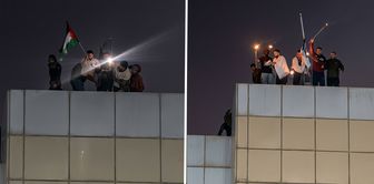 Midnight raid on the Kuwaiti Consulate in Basra: Angry crowd lowered the flag.