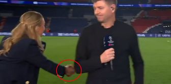 The star football player's handshake with the female reporter became a sensation.