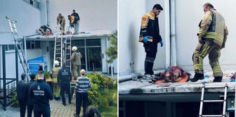 First, gunshots were heard, then the woman jumped from the sixth floor.