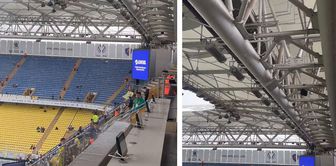 Heavy rain in Kadıköy! Water leaked from the roof onto the Fenerbahçe stands.
