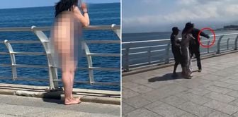 هجوم على امرأة تتجول عارية على الشاطئ! اللحظات موثقة بالكاميرا