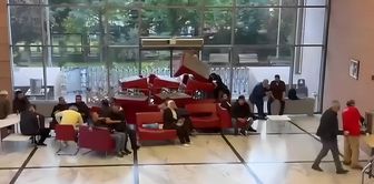 Chairs were placed in front of the door at the CHP Headquarters.