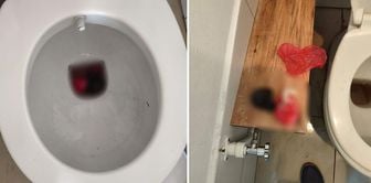 He ran to the toilet when he noticed the police, but was caught because the flush didn't work.