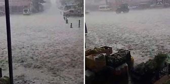 Heavy rain and hail caused flooding in Kars.