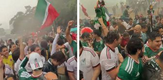 Even the downpour couldn't stop it! Mexicans celebrated the victory like this.