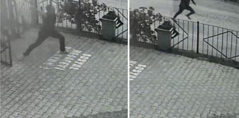 He responded to the attacker who shot him in the foot by throwing a stone.
