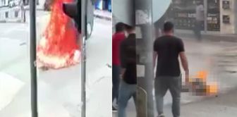 After the police warning, he went into crisis and set himself on fire with gasoline in the middle of the street.