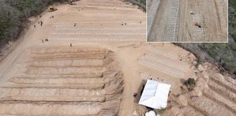 The most tragic picture of the disaster! Hundreds of graves were dug with emergency codes.