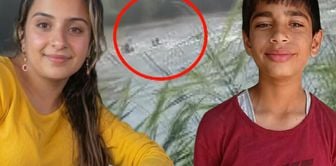 The moments when Eda and Şahin were swept away by the current in the river were captured on camera.