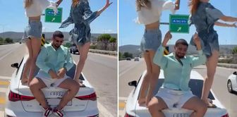 مشهد لا يصدق على طريق إزمير-تشيشه السريع: رقصوا فوق السيارة وشاركوه