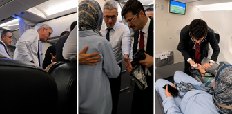 قام فريق وزير الصحة ميشي أوغلو بالتدخل لمساعدة راكب أصيب بوعكة صحية على متن الطائرة