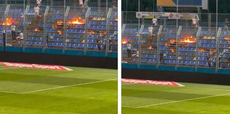 Unable to bear it any longer, they set the stands on fire.