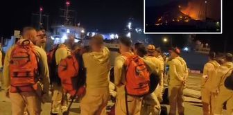 In Marmaris, water tankers are heading to the fire zone via landing craft.