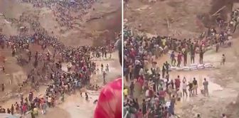 The moment the earth swallowed dozens of people alive, captured on camera