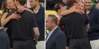 Hande Baladın ran to her boyfriend after the match.