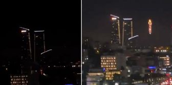 A striking image over RAMS Park at midnight