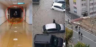 The rainfall that paralyzed life in Istanbul! The school's retaining wall collapsed, and the research hospital was flooded.