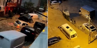 Flood in Sarıyer Ayazağa: Cars were swept away and piled on top of each other.