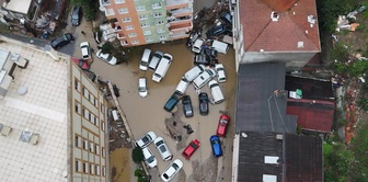 The damage caused by the flood in Sarıyer was captured from the air.