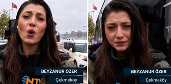 Tough moments for the reporter! An IETT bus's mirror hit his head live on air.