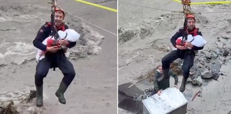 The moments when 8-month-old baby Zeynep, who was trapped in the flood, was rescued warmed hearts.