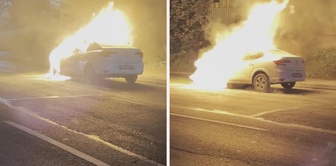 Fiery panic at midnight in Istanbul! The car turned to ashes.