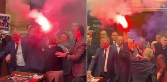 Huge brawl in parliament! Torches were lit, bottles flew through the air
