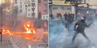France is in turmoil again: flammable material was thrown at police, a Macron piñata was torn apart.