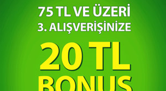 Bonus Card'la Yapılan Üç Alışveriş 20 TL Bonus Kazandırıyor